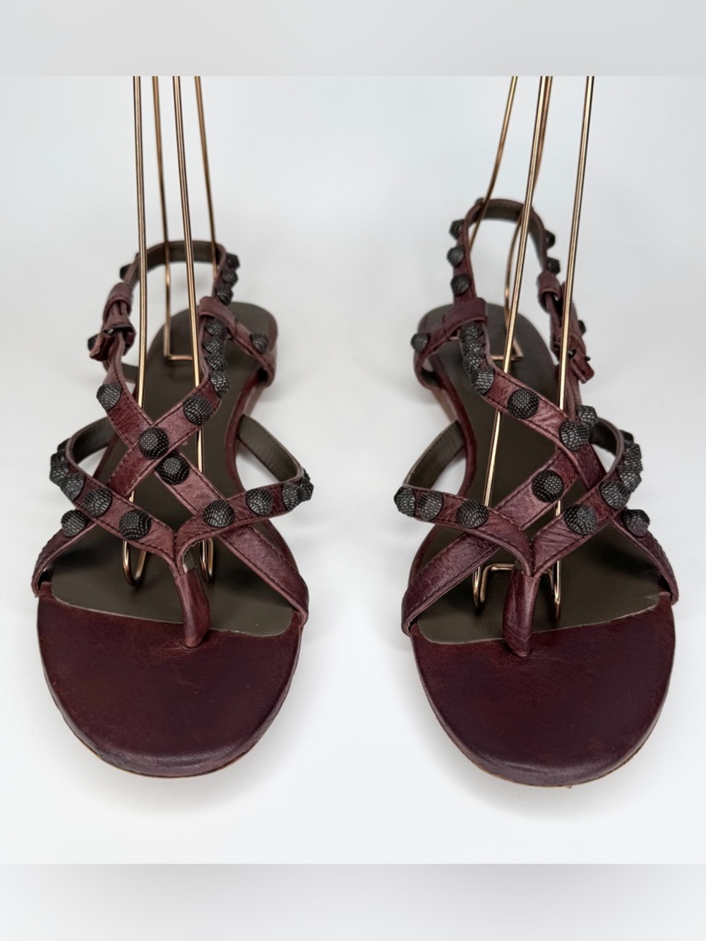 Balenciaga Arena Size 40/10Flats Sandal Brown Studded